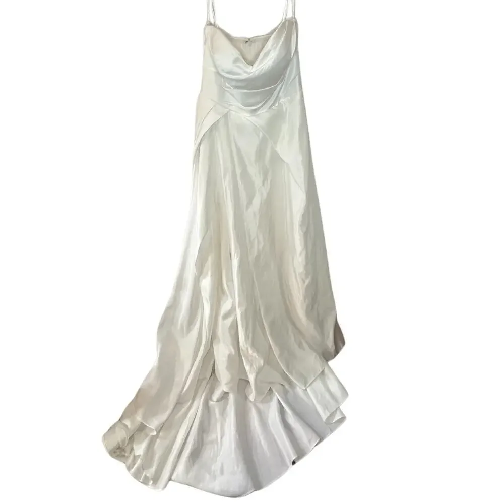 Lulus “Lifetime of Love” White Satin Strapless A-Line Gown - Size 8 – NWOT💍✨ - Picture 6 of 11